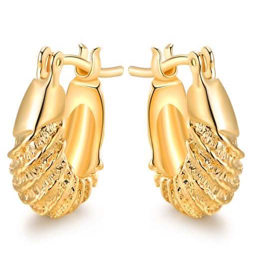 18k Gold Plated Carved Hoop Earrings Earrings - DailySale