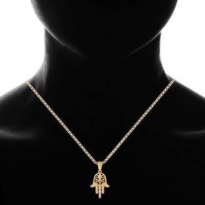 18K Gold Plated Crystal Hamsa Hand Pendant Necklaces - DailySale