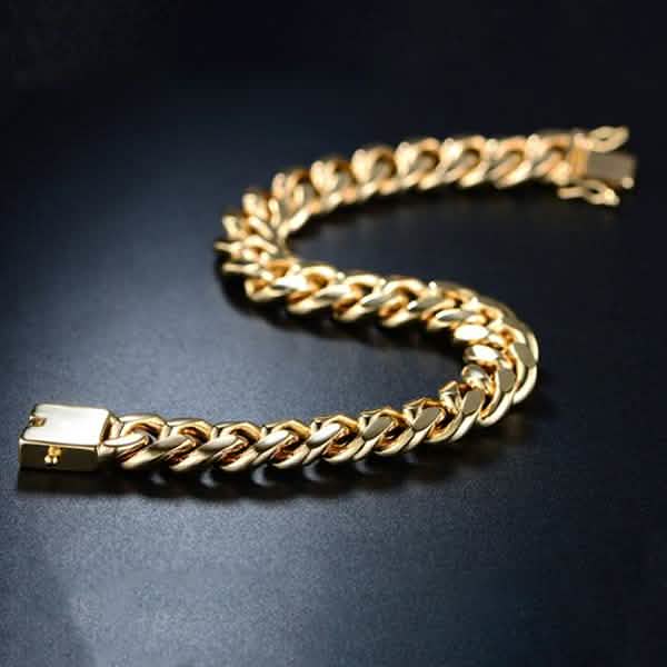 18K Gold Plated Cuban Chain Bracelet Jewelry - DailySale