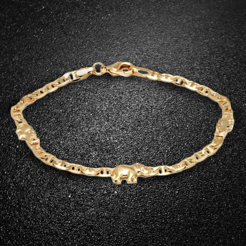 18K Gold Plated Elephant Charm Mariner Link Anklet Jewelry - DailySale