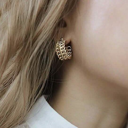 18K Gold Two-Row Chain Link Hoop Earrings Earrings - DailySale