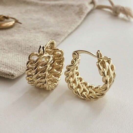 18K Gold Two-Row Chain Link Hoop Earrings Earrings - DailySale