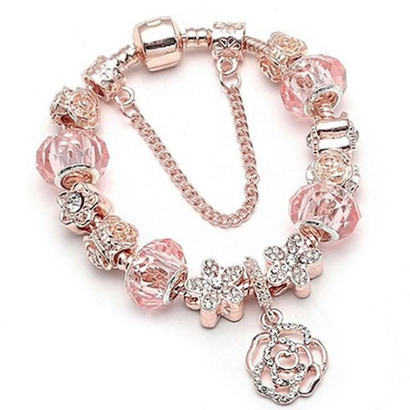 18K Rose Gold Plated Crystal Charm Bracelet Made With Swarovski Elements Jewelry - DailySale