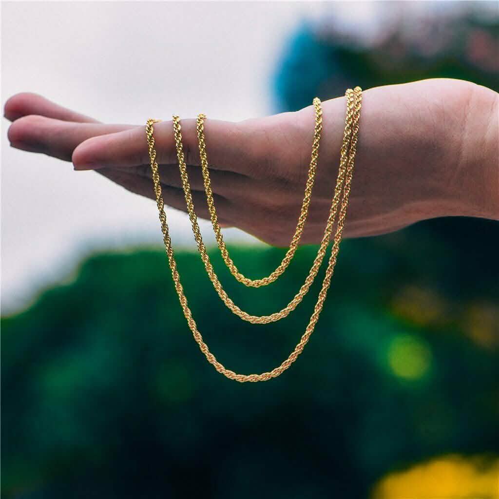 18K Solid Gold Rope Chain Necklace Necklaces - DailySale