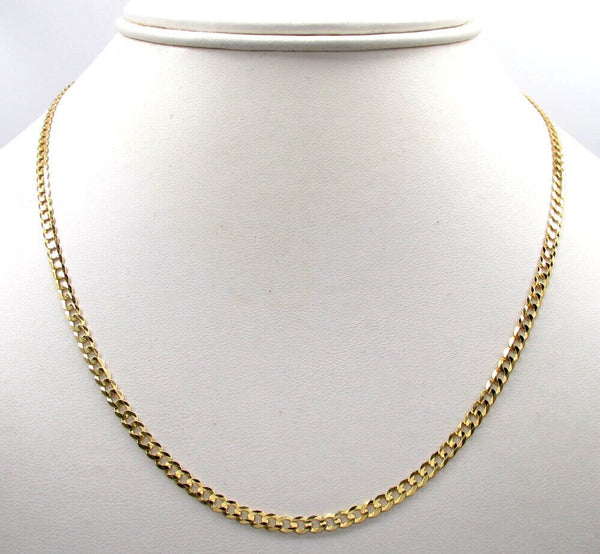 18K Solid Yellow Gold 2mm Cuban Necklace Chain Necklaces - DailySale