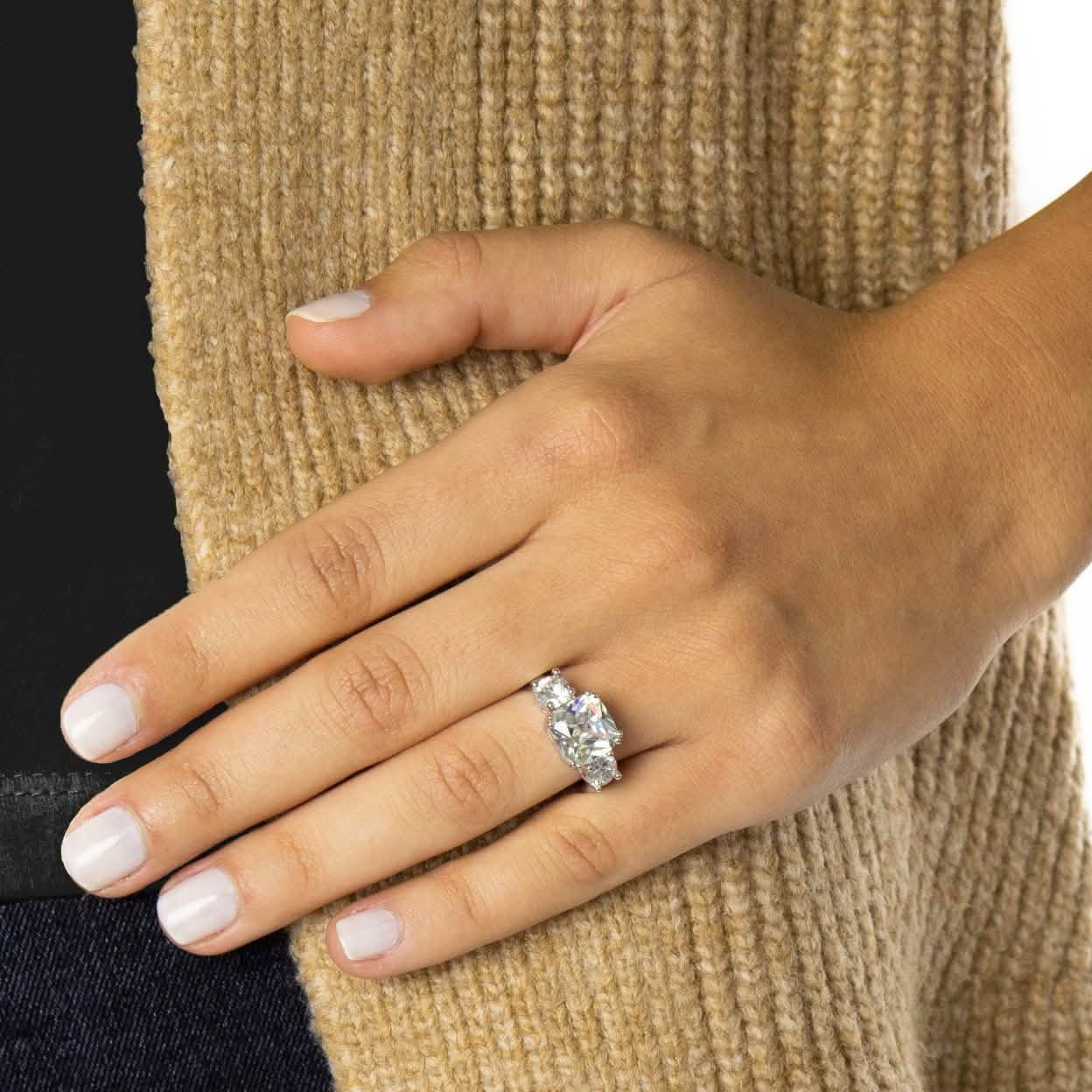 18K White Gold 5.00 Cttw Cushion Cut Engagement Ring Rings - DailySale