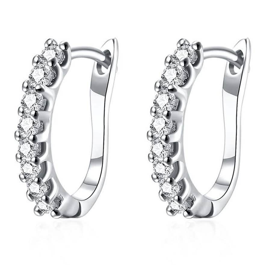 18K White Gold and Swarovski Element Crystal Petite Earrings Jewelry - DailySale