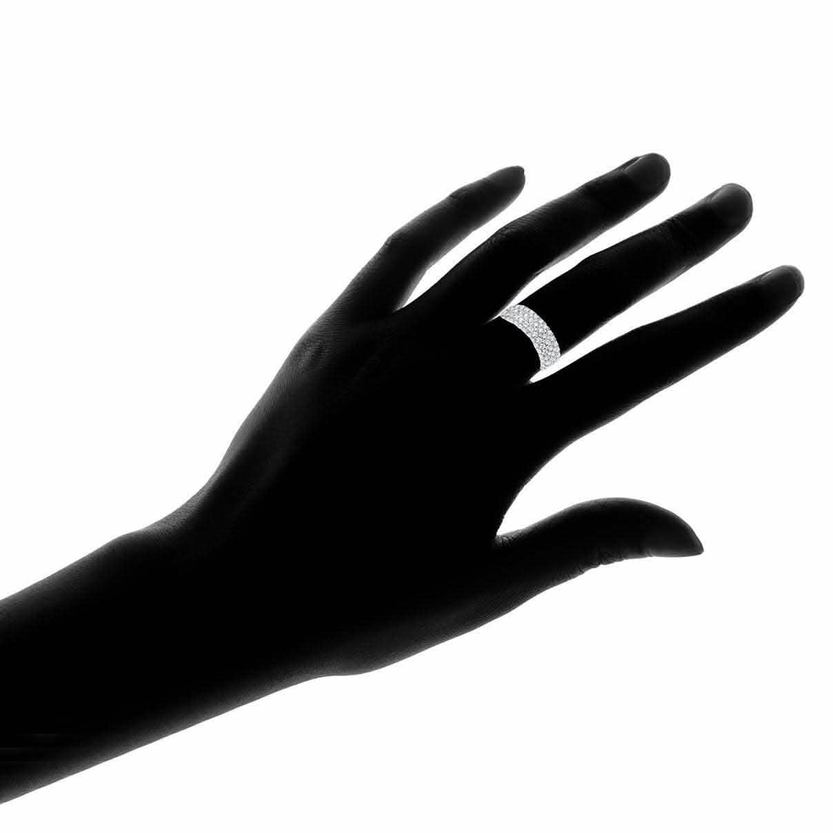 18K White Gold Plated Five Row Eternity Ring Made with Swarovski Elements - Assorted Sizes Jewelry - DailySale