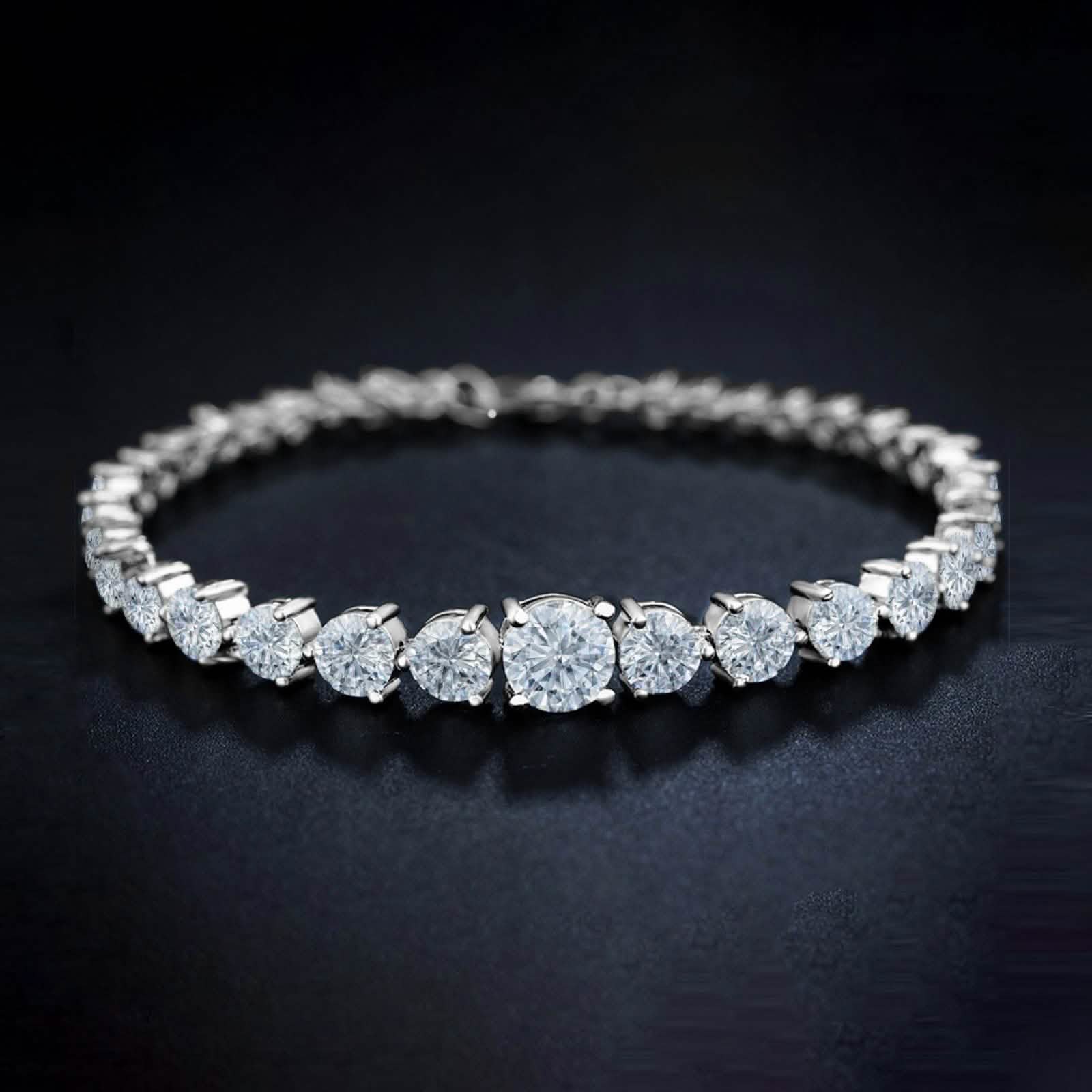 18K White Gold Plated Graduated Tennis Bracelet Bracelets - DailySale