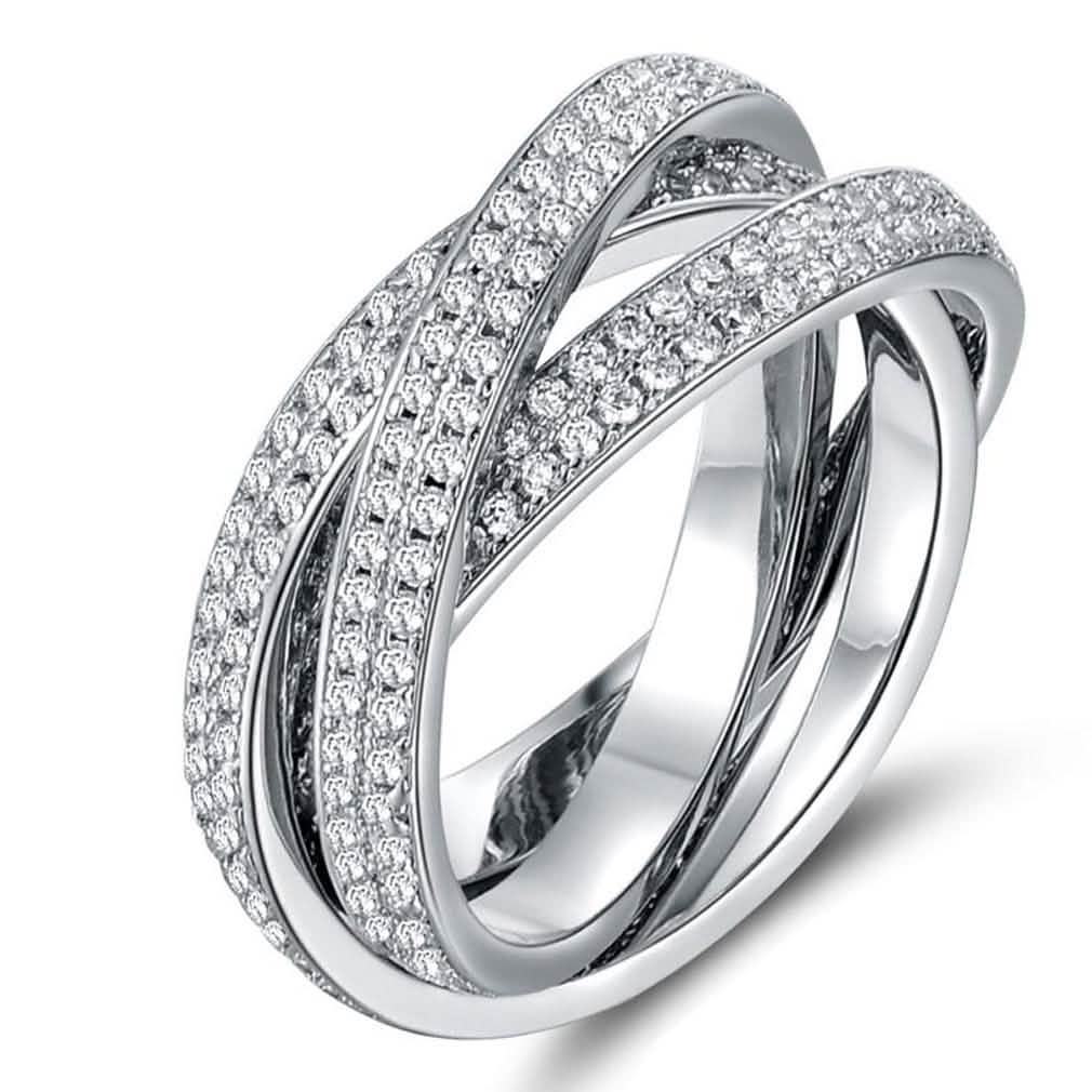 18K White Gold Plated Rolling Eternity Ring Made with Swarovski Elements Jewelry - DailySale
