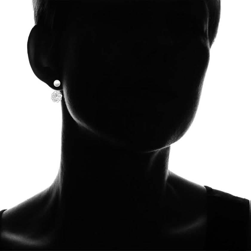 18K White Gold Plated Shell Pearl and Swarovski Elements Earrings Jewelry - DailySale