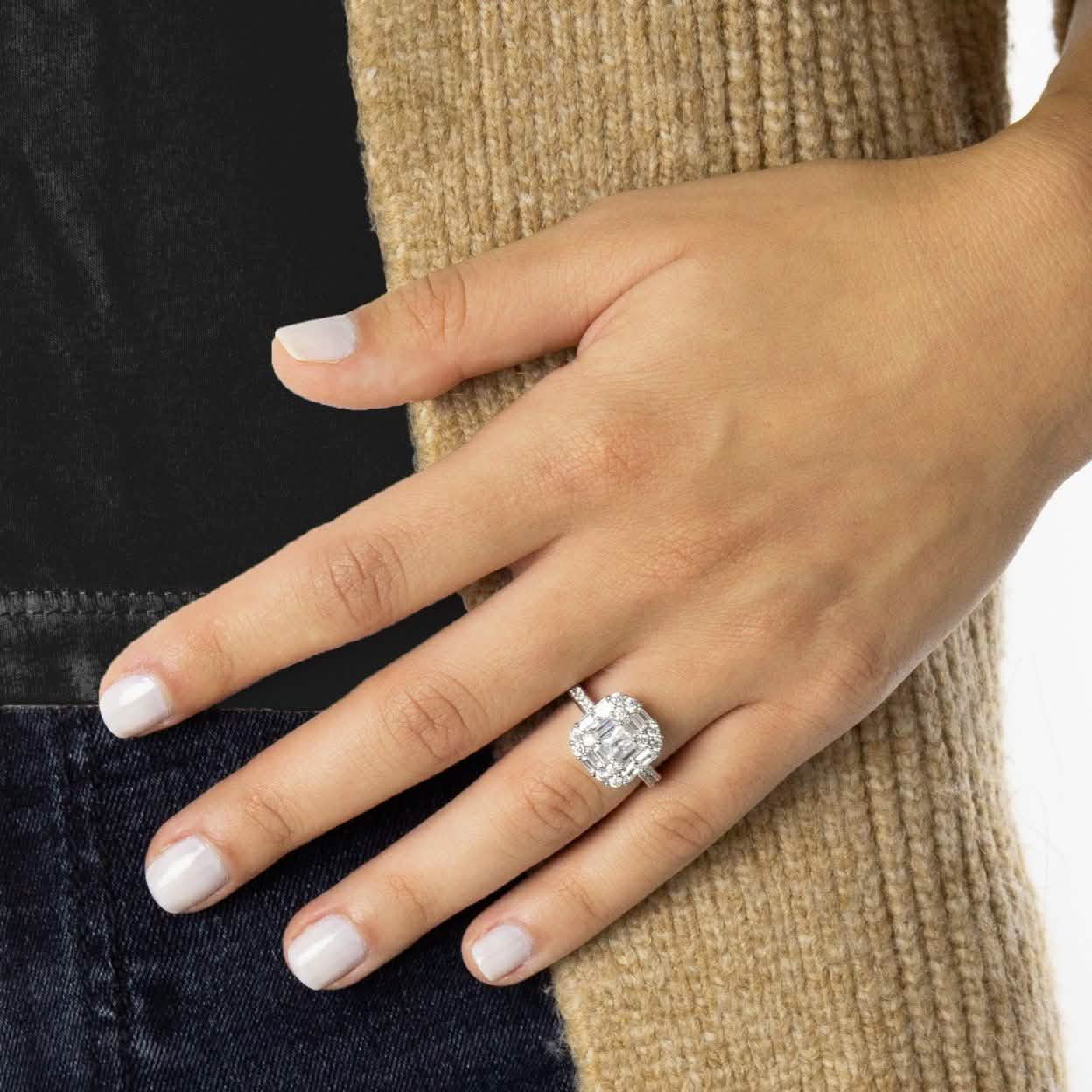 18K White Gold Plated Simulated Diamond Ring Rings 6 - DailySale