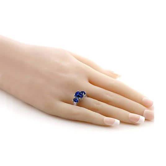 18K White Gold Plated Tri Stone Oval Cut RIng Rings - DailySale