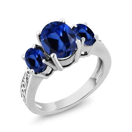 18K White Gold Plated Tri Stone Oval Cut RIng Rings - DailySale