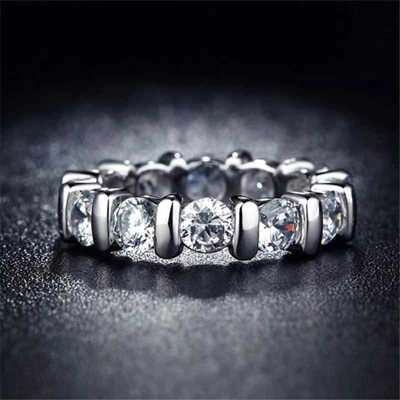18k White Gold Round Cut Eternity Band Jewelry - DailySale
