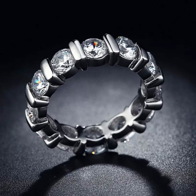 18k White Gold Round Cut Eternity Band Jewelry - DailySale