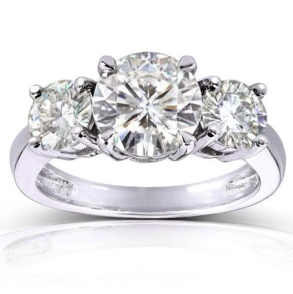 18kt White Gold Plated Lab Created 1.5CTTW 3 Stone Prong Ring Rings 6 - DailySale