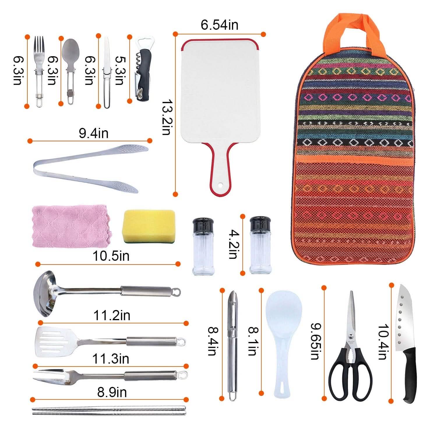 19-Piece: Camping Cooking Utensil Kit Portable Picnic Cookware Sports & Outdoors - DailySale