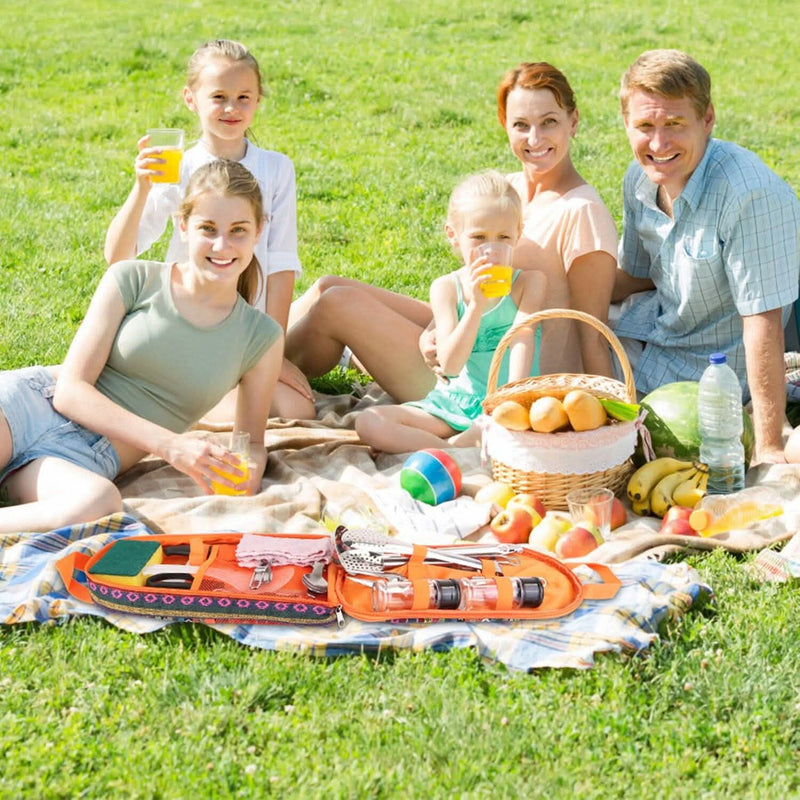 19-Piece: Camping Cooking Utensil Kit Portable Picnic Cookware Sports & Outdoors - DailySale