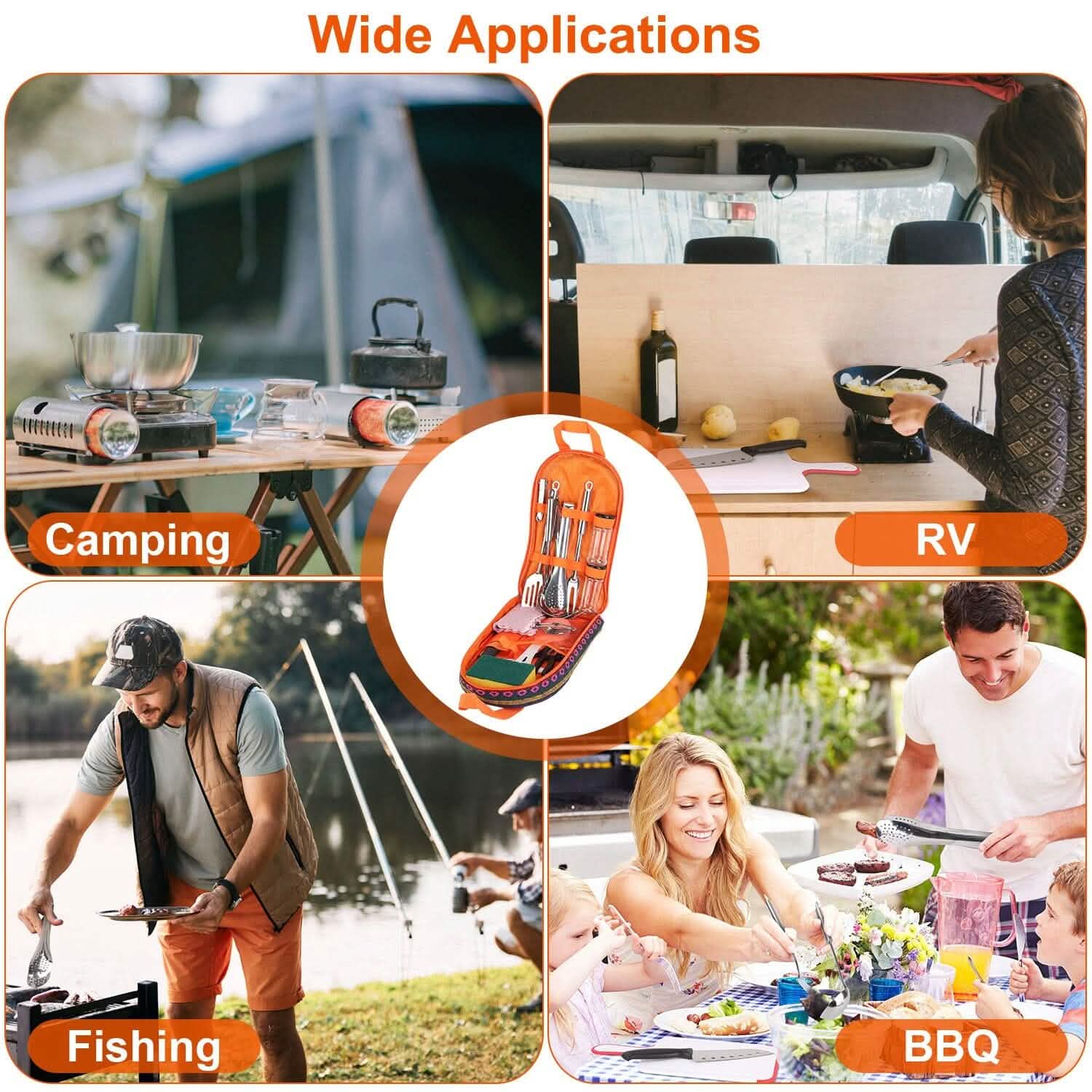 19-Piece: Camping Cooking Utensil Kit Portable Picnic Cookware Sports & Outdoors - DailySale