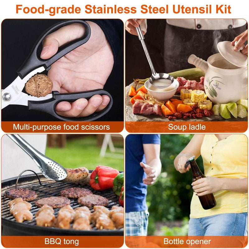 19-Piece: Camping Cooking Utensil Kit Portable Picnic Cookware Sports & Outdoors - DailySale