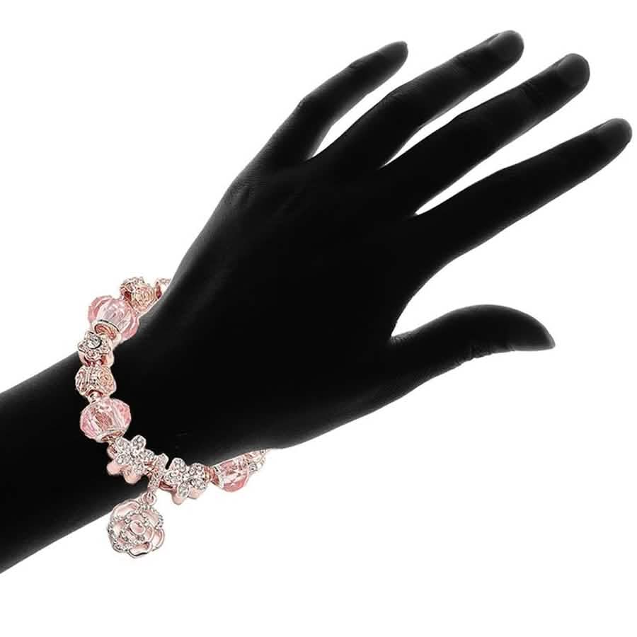 18K Rose Gold Plated Crystal Charm Bracelet Made With Swarovski Elements - DailySale, Inc