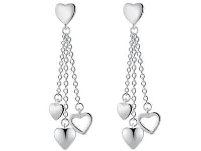 Long Dangling Heart Earrings in White Gold - DailySale, Inc