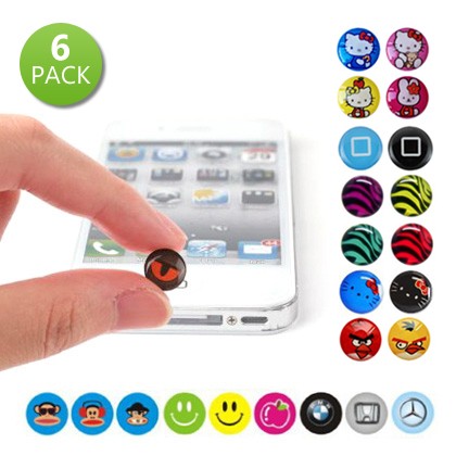 6 Pack Home Button Stickers for iPhone iPad and iPod in multiple patterns