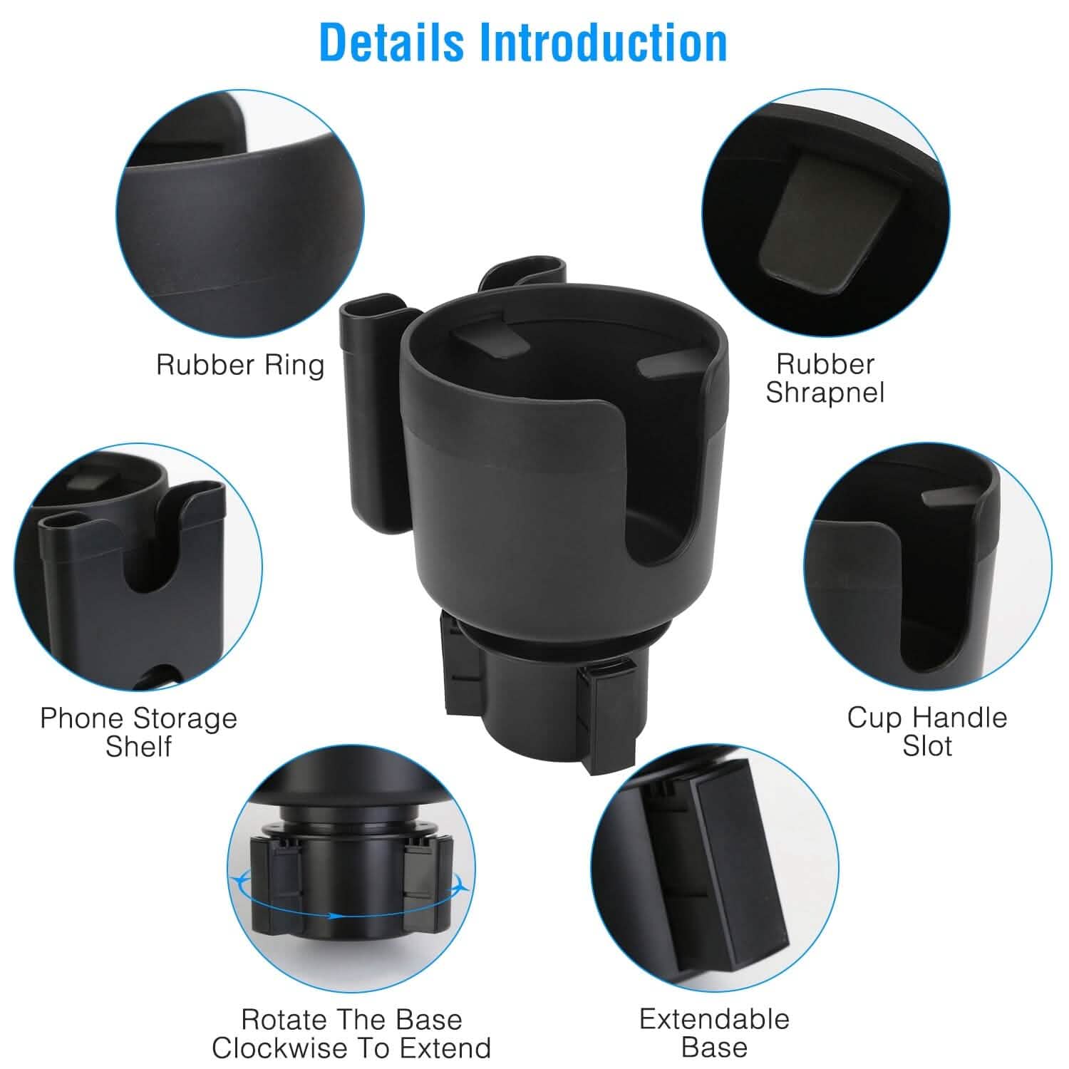 2-in-1 Car Cup Holder with Phone Holder Adjustable Base Automotive - DailySale