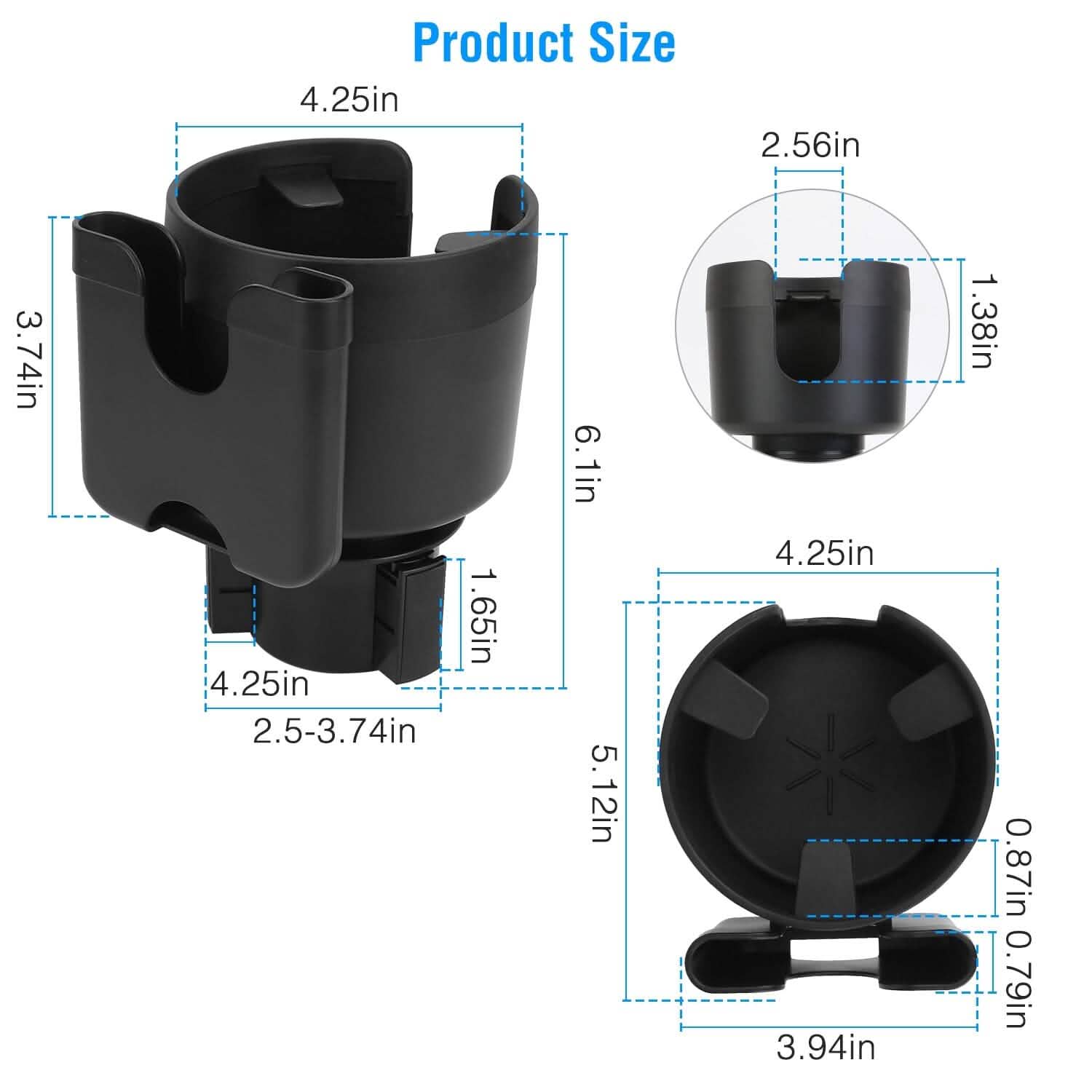 2-in-1 Car Cup Holder with Phone Holder Adjustable Base Automotive - DailySale