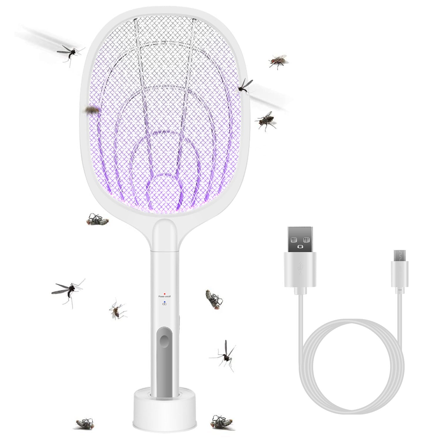 Electric Fly Swatter- Fly Zapper- Tennis Bug Zapper Racket- Battery Powered  Zapper- Electric Mosquito Swatter- Handheld Indoor & Outdoor- Non Toxic,  Safe for Humans & Pets