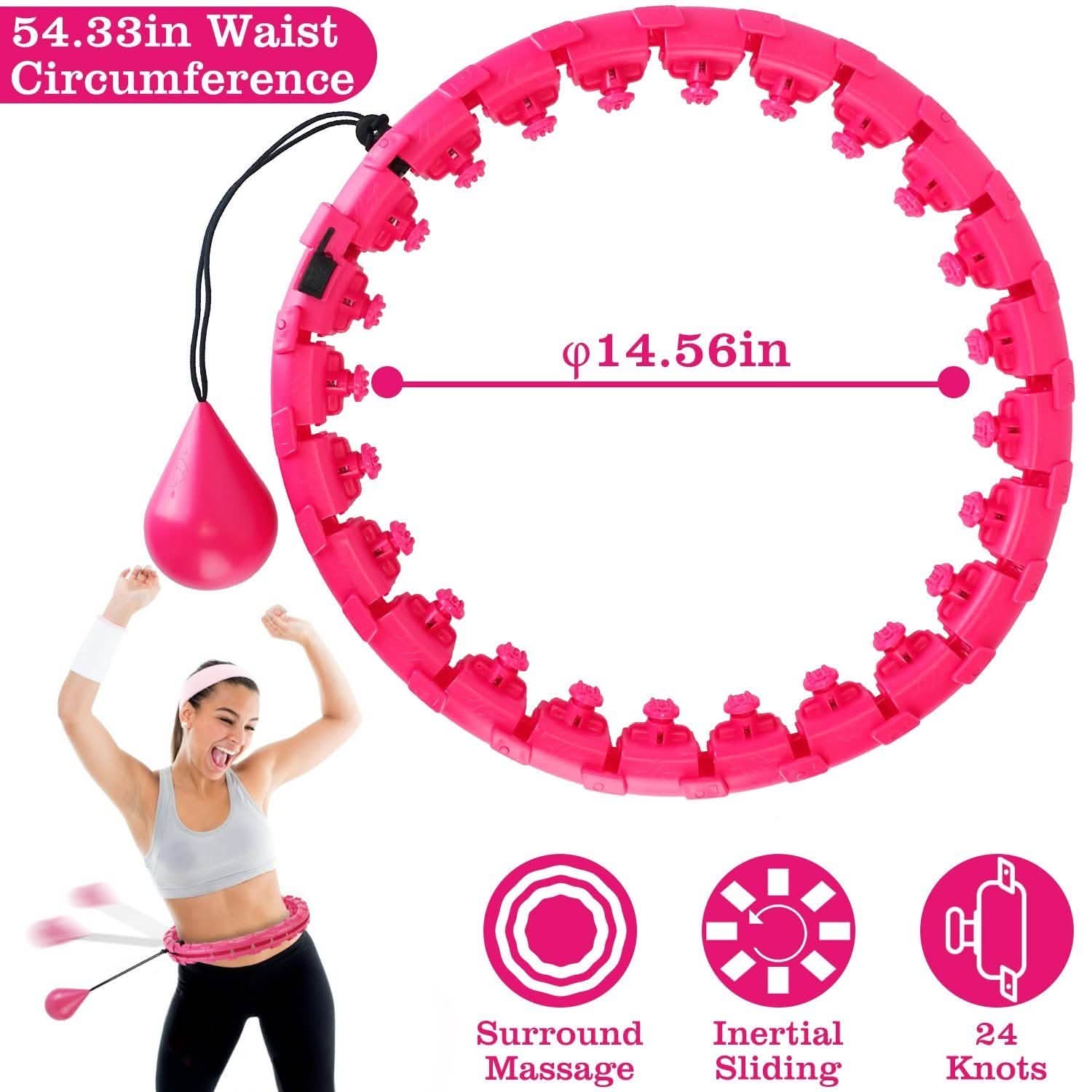 2-in-1 Fitness Hoop 24 Knots Abdomen Fitness Massage Hoops Weighted with 360 Auto Spinning Ball Detachable Knots Fitness - DailySale