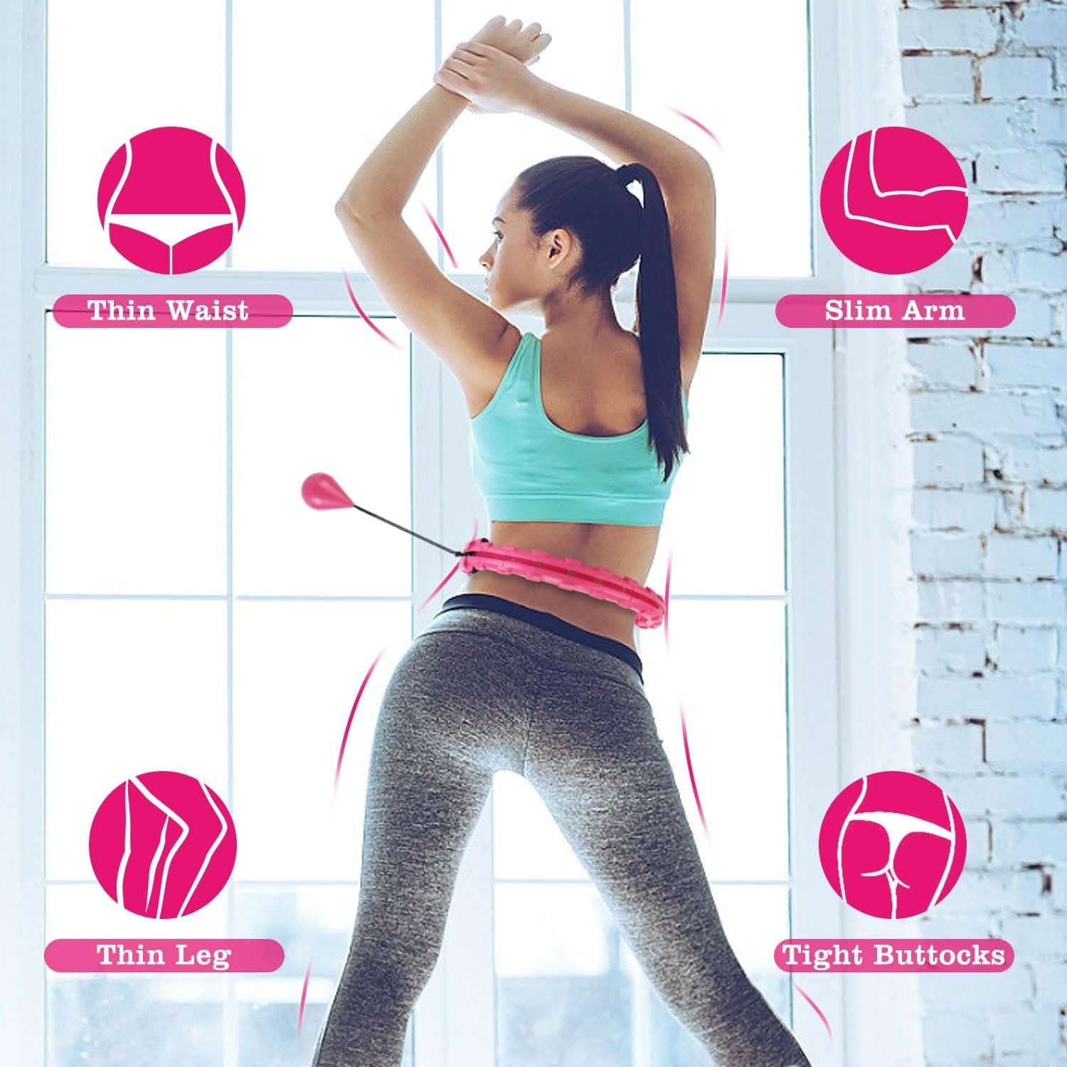 2-in-1 Fitness Hoop 24 Knots Abdomen Fitness Massage Hoops Weighted with 360 Auto Spinning Ball Detachable Knots Fitness - DailySale