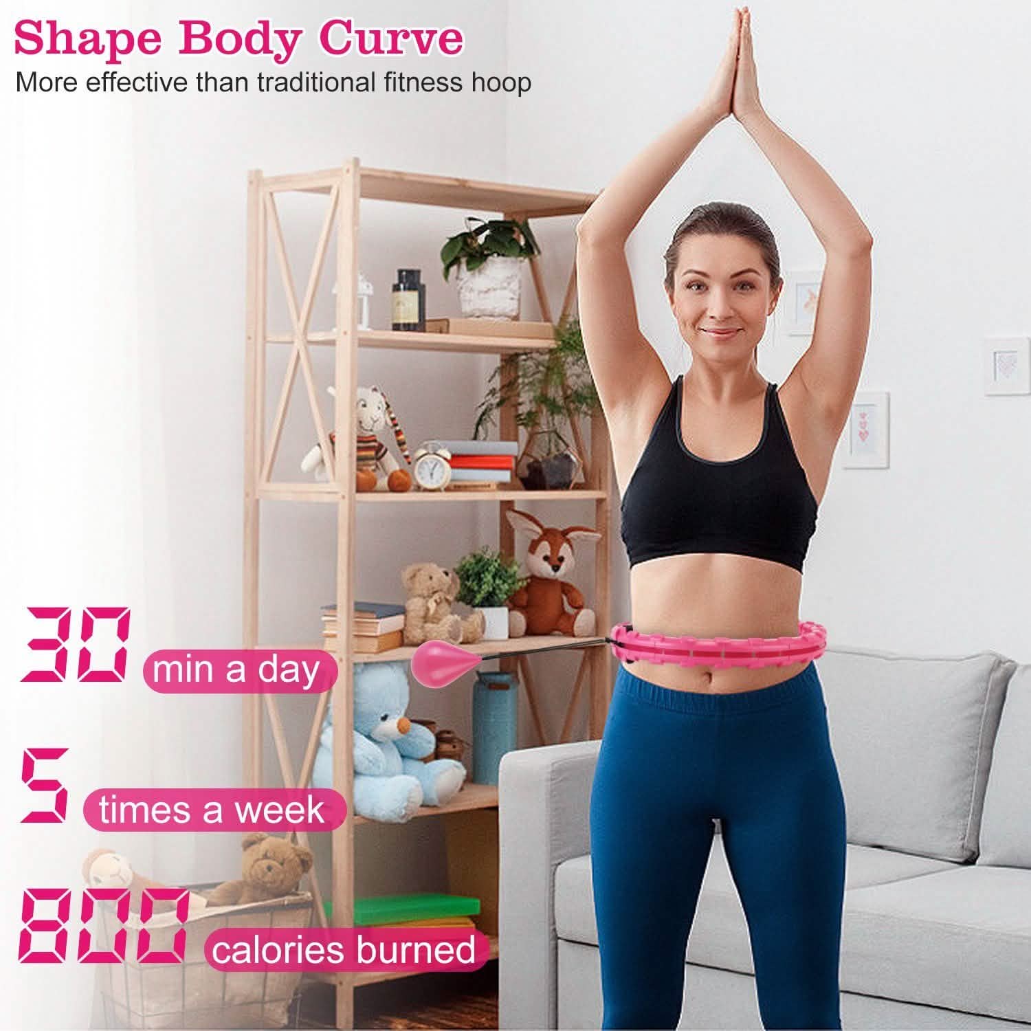 2-in-1 Fitness Hoop 24 Knots Abdomen Fitness Massage Hoops Weighted with 360 Auto Spinning Ball Detachable Knots Fitness - DailySale