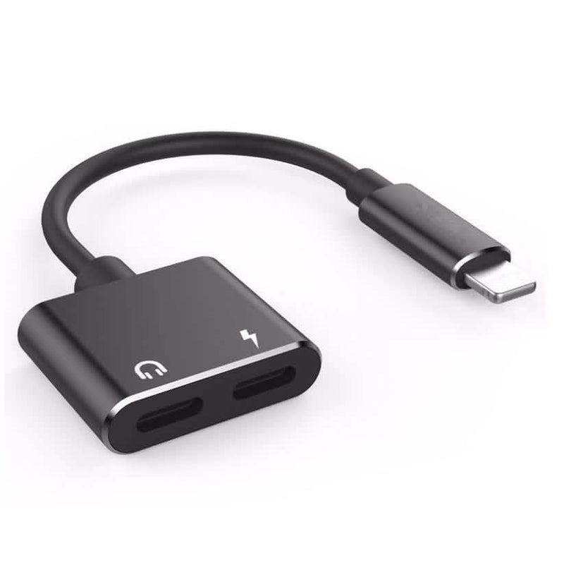 2-in-1 for Lightning Adapter For iPhone 7 8 Plus 10 X Mobile Accessories Black - DailySale