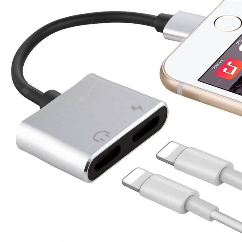 2-in-1 for Lightning Adapter For iPhone 7 8 Plus 10 X Mobile Accessories Silver - DailySale
