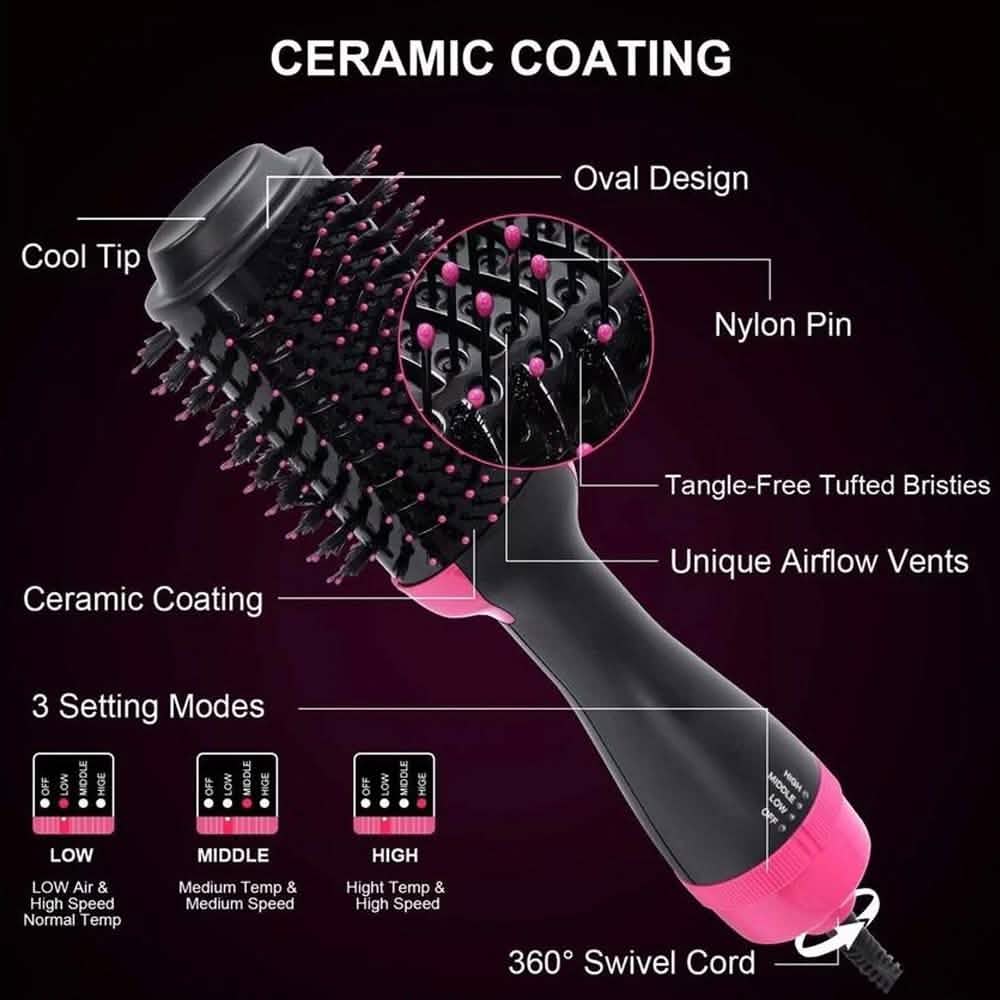 2-in-1 Hair Dryer Volumizer Hot Hair Brush Roller Comb Beauty & Personal Care - DailySale