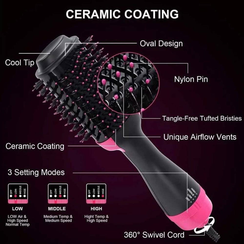 2-in-1 Hair Dryer Volumizer Hot Hair Brush Roller Comb Beauty & Personal Care - DailySale
