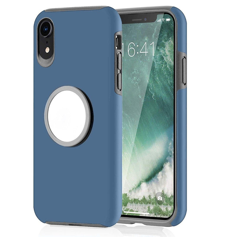 2-in-1 Hybrid Hard PC Covers Soft Rubber Shockproof Bumper Case Phones & Accessories Blue iPhone XR - DailySale
