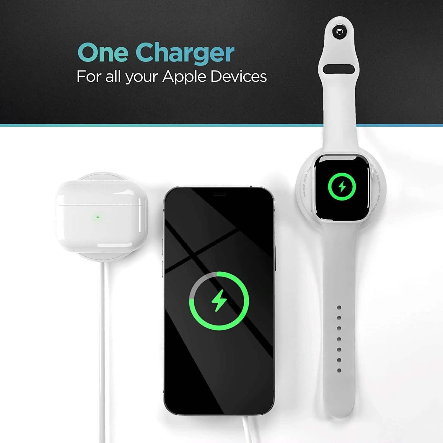 2-in-1 Magnetic Wireless Charger for Both Apple Watch and iPhone Mobile Accessories - DailySale