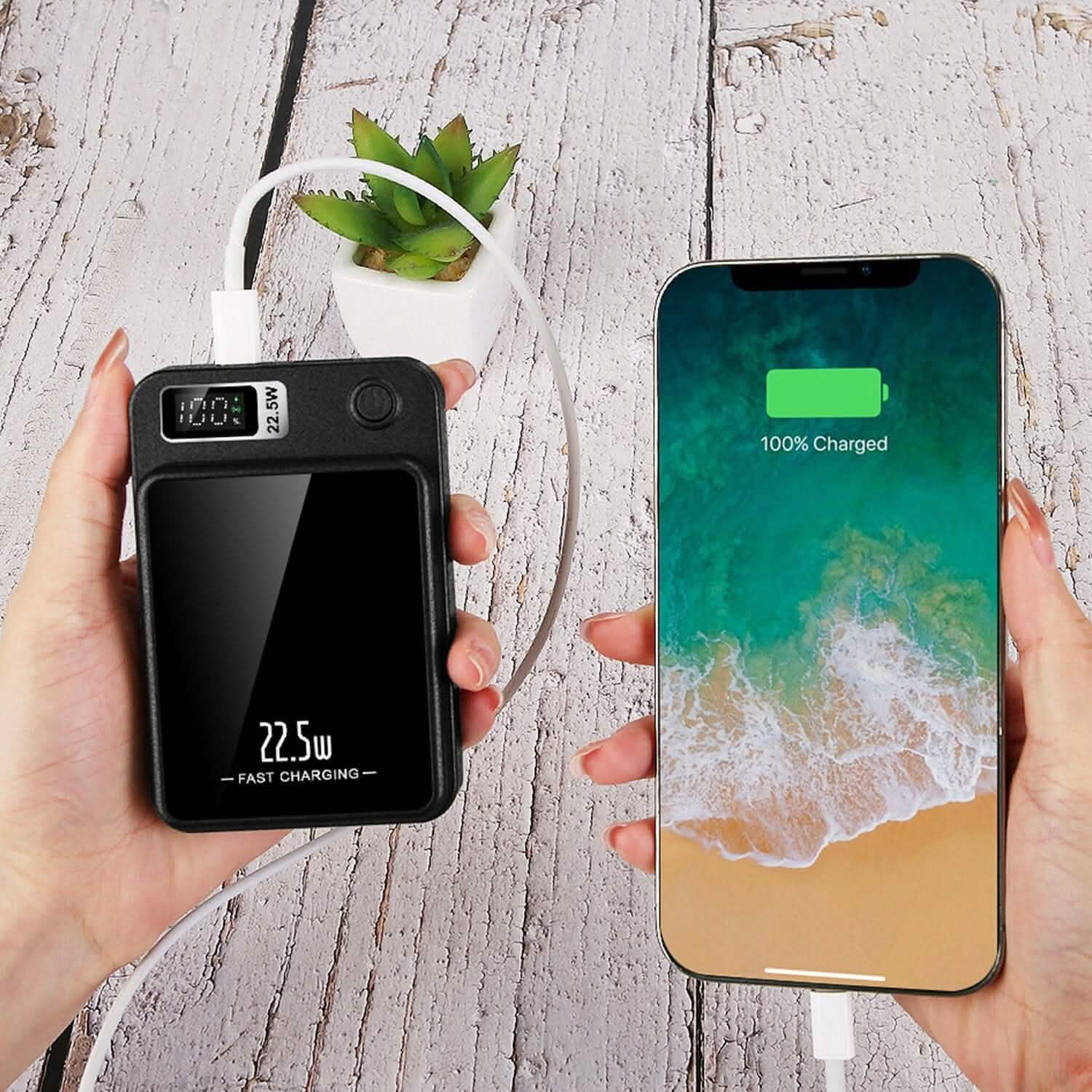 2-in-1 Magnetic Wireless Power Bank 10000mAh PD20W Fast Charger Mag Safe Mobile Accessories - DailySale