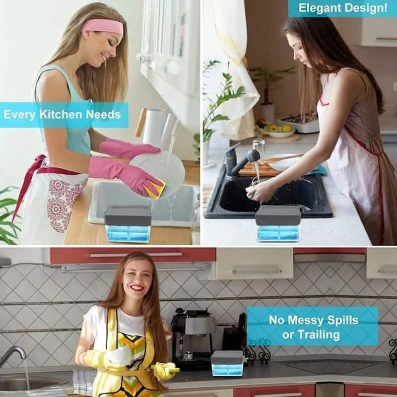 2-in-1 Soap Dispenser Pump with Sponge Holder Kitchen Essentials - DailySale