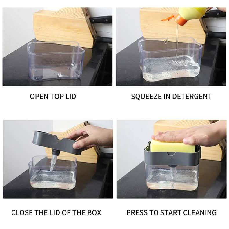 2-in-1 Soap Dispenser Pump with Sponge Holder Kitchen Essentials - DailySale