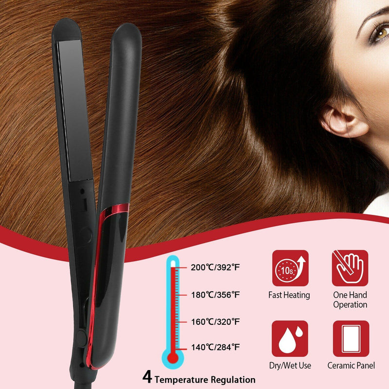2-in-1 Twist Hair Straightener Ceramic Plate Hair Curler with Temperature Adjust LCD Display Beauty & Personal Care - DailySale