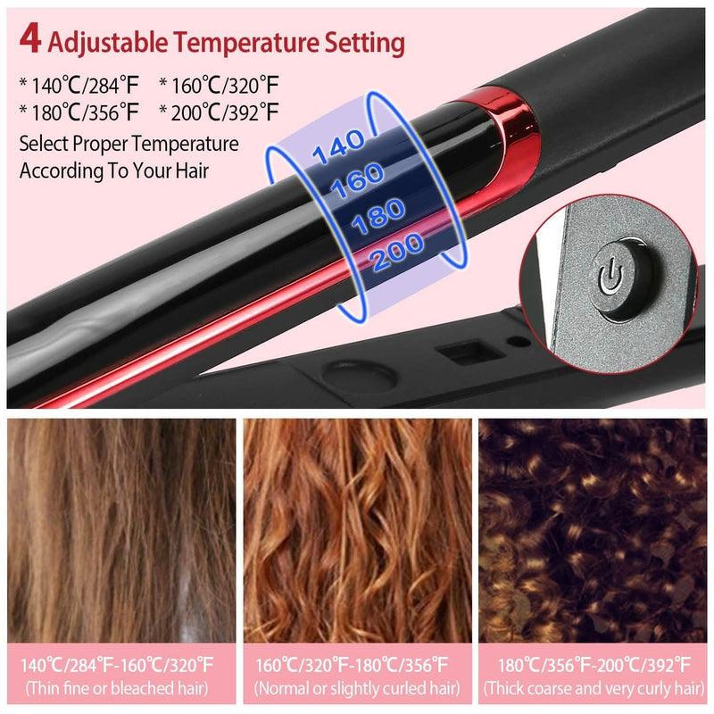 2-in-1 Twist Hair Straightener Ceramic Plate Hair Curler with Temperature Adjust LCD Display Beauty & Personal Care - DailySale