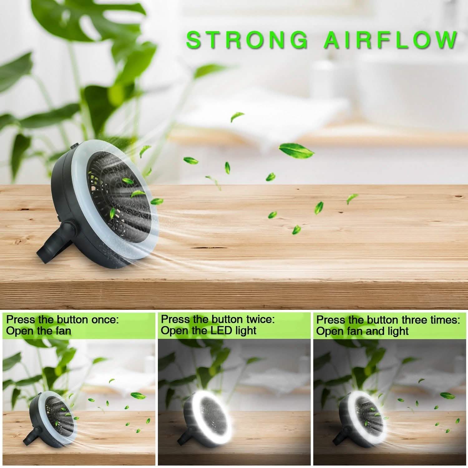 2-in1 Outdoor Battery/USB Operated Portable Camping LED Fan Sports & Outdoors - DailySale