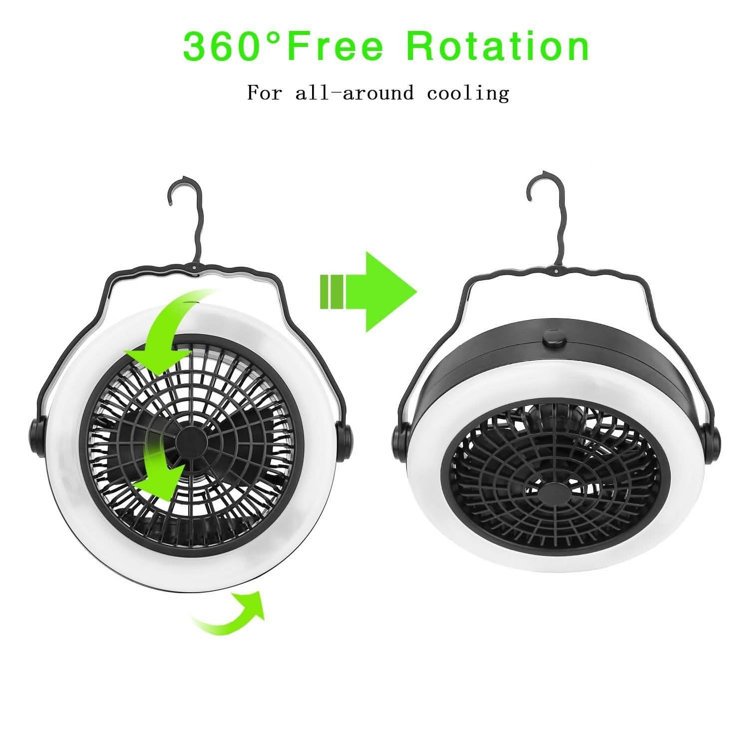 2-in1 Outdoor Battery/USB Operated Portable Camping LED Fan Sports & Outdoors - DailySale