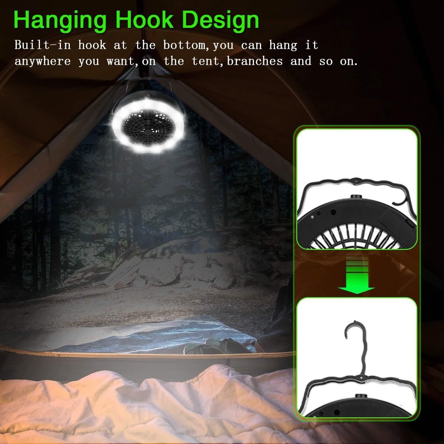 2-in1 Outdoor Battery/USB Operated Portable Camping LED Fan Sports & Outdoors - DailySale