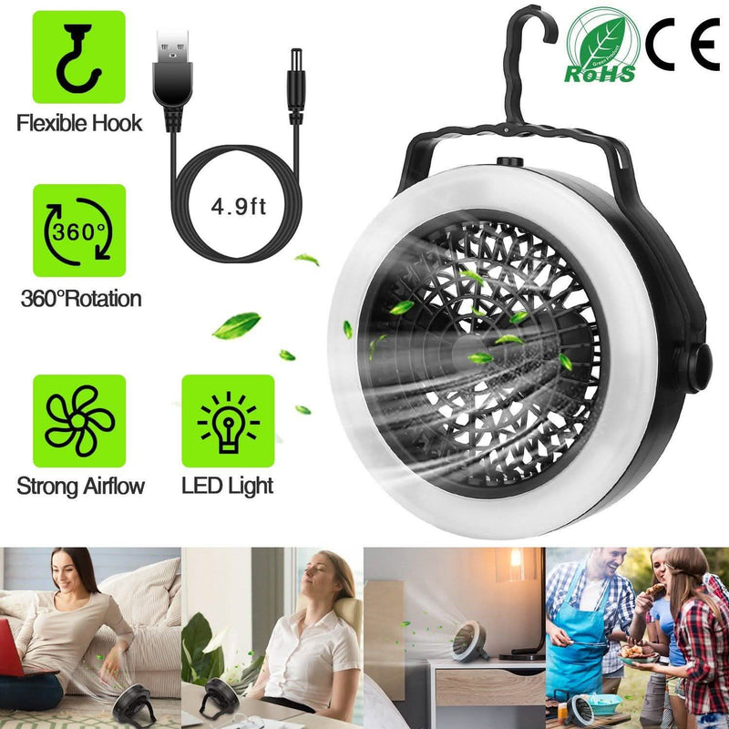 2-in1 Outdoor Battery/USB Operated Portable Camping LED Fan Sports & Outdoors - DailySale