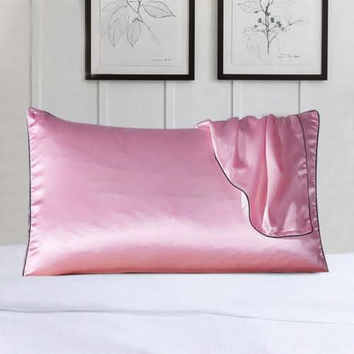 2-Pack: 100% Silk Pillow Cover with Trim Bedding Pink - DailySale